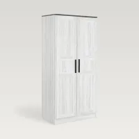 Elston LED-Illuminated Rustic Wood Wardrobe