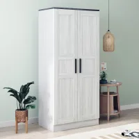 Elston LED-Illuminated Rustic Wood Wardrobe