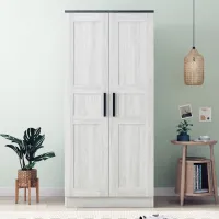 Elston LED-Illuminated Rustic Wood Wardrobe