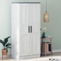 Elston LED-Illuminated Rustic Wood Wardrobe