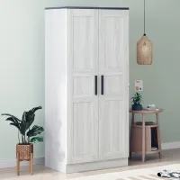 Elston LED-Illuminated Rustic Wood Wardrobe