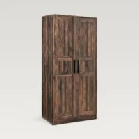 Elston LED-Illuminated Rustic Wood Wardrobe