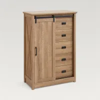 Vallier Sliding-Barn-Door 5-Drawer Dresser