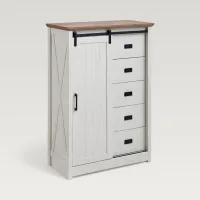 Vallier Sliding-Barn-Door 5-Drawer Dresser