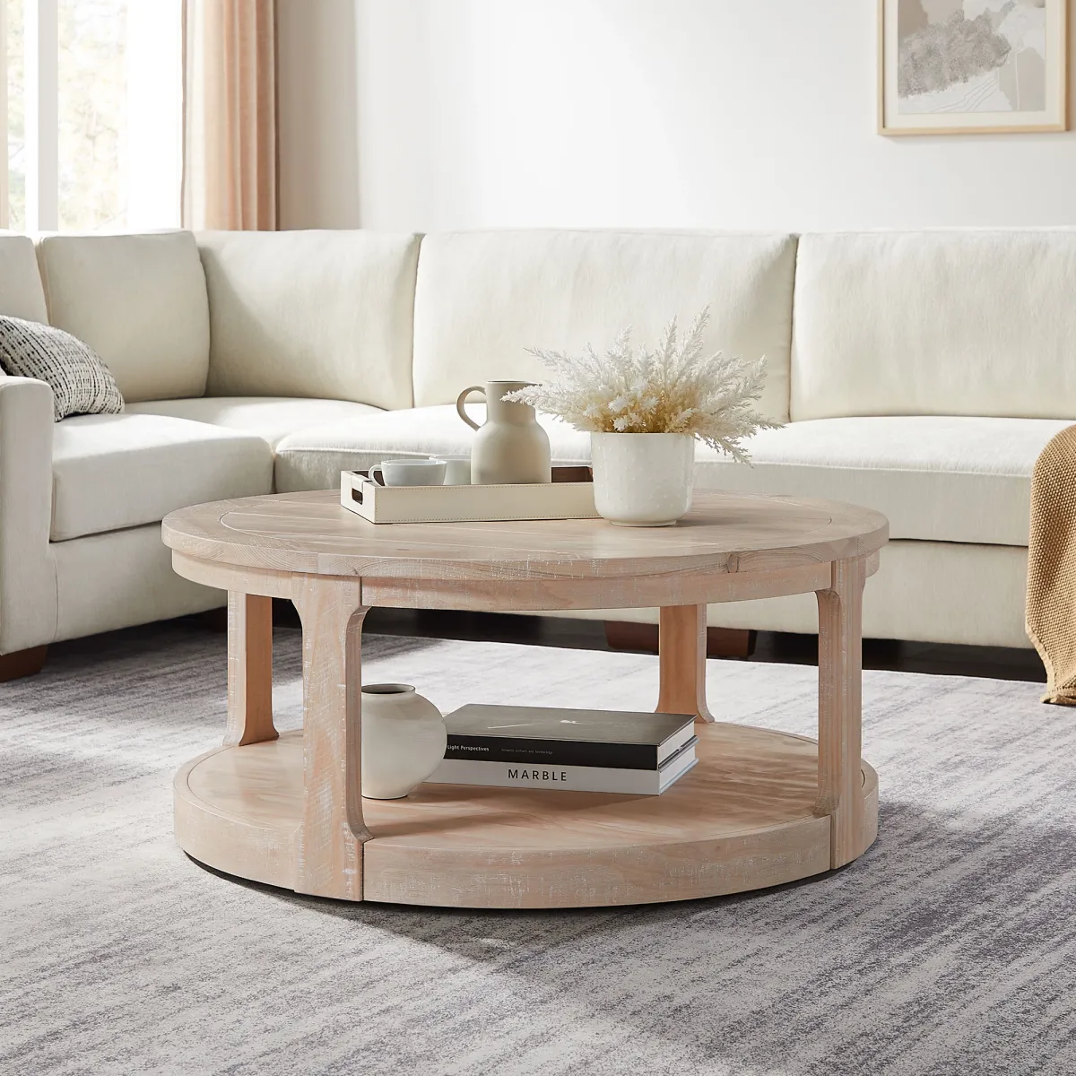 Elyra Curved 2-Tier Round Coffee Table