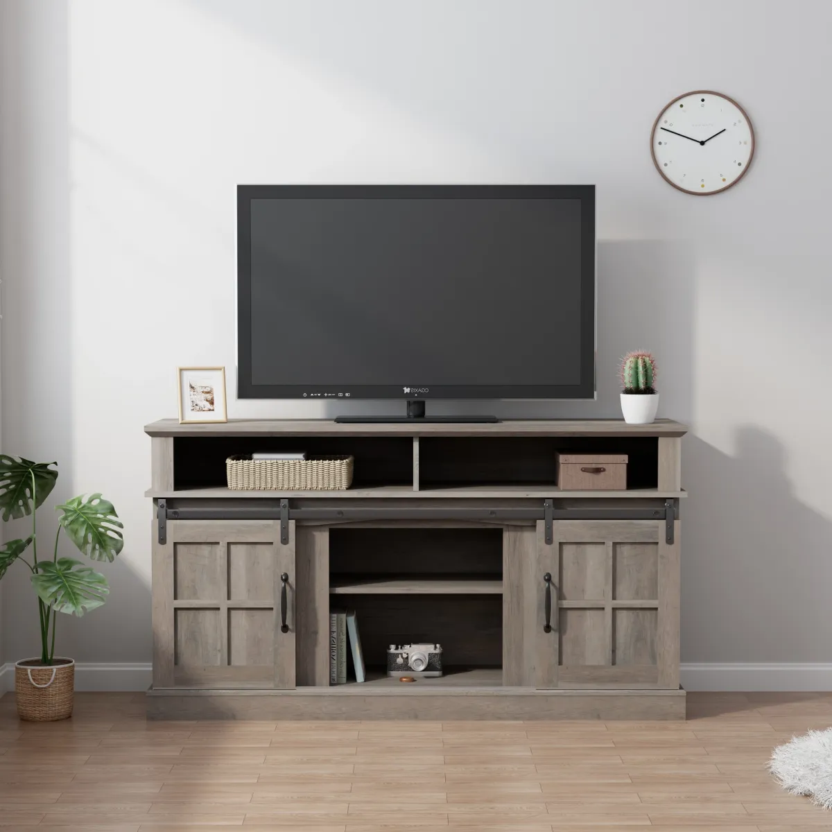 Valenco 58-Inch Freestanding TV Console with LED Lighting and Vintage Design