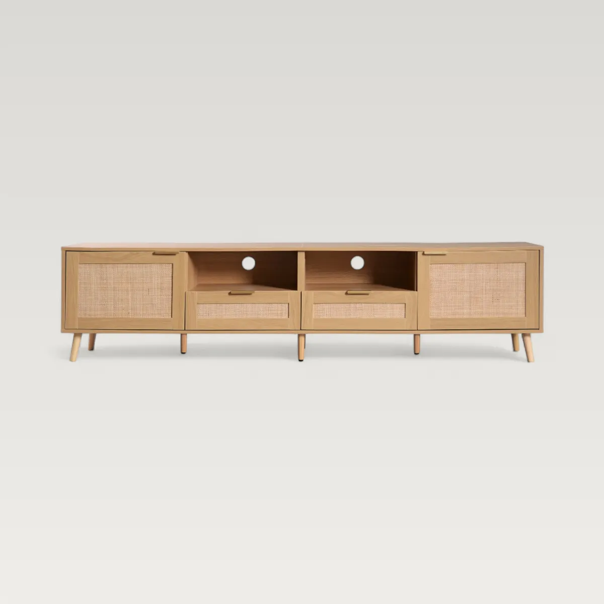 Elvire Rattan Media Console for 85'' TVs, Modern Farmhouse TV Stand