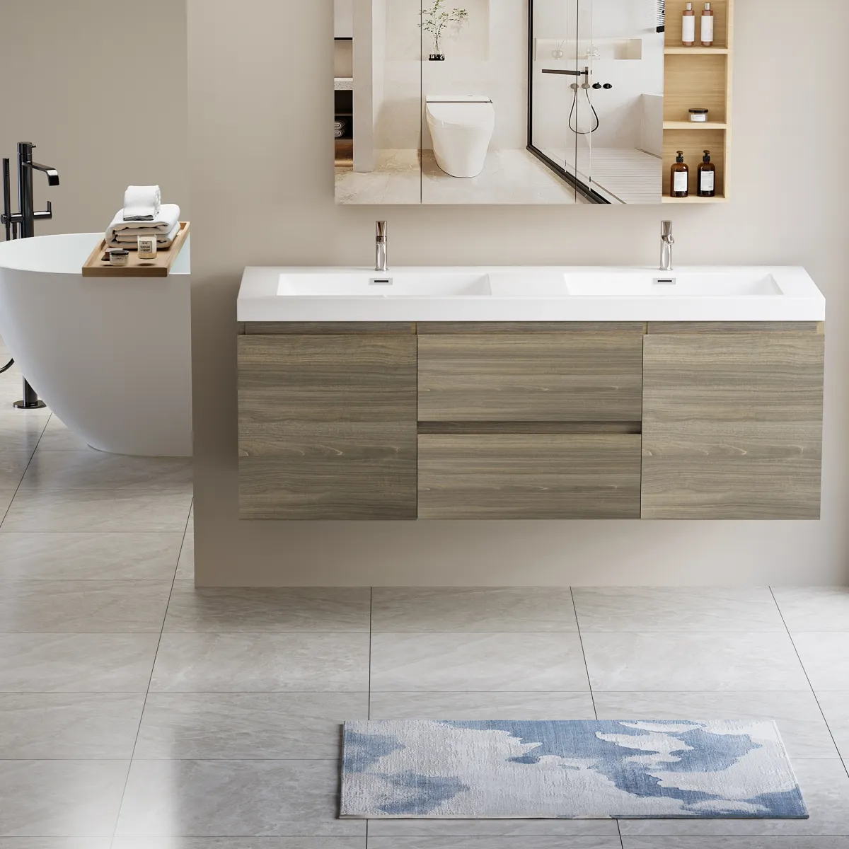 Everson Floating Bathroom Vanity with Double Sink