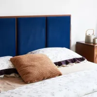 Elvira Upholstered High-Back Solid Wood Bed