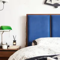 Elvira Upholstered High-Back Solid Wood Bed