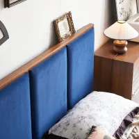 Elvira Upholstered High-Back Solid Wood Bed