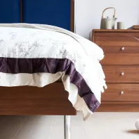 Elvira Upholstered High-Back Solid Wood Bed