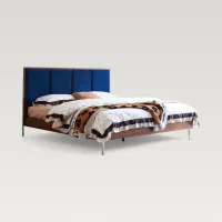 Elvira Upholstered High-Back Solid Wood Bed