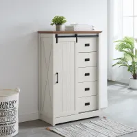 Vallier Sliding-Barn-Door 5-Drawer Dresser