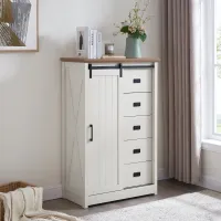 Vallier Sliding-Barn-Door 5-Drawer Dresser