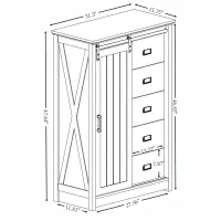 Vallier Sliding-Barn-Door 5-Drawer Dresser