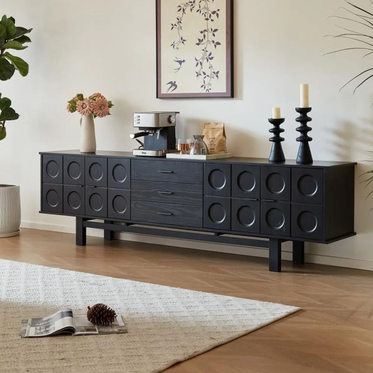 Elvane Solid-Wood Mid-Century TV Stand