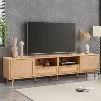 Elvire Rattan Media Console for 85'' TVs, Modern Farmhouse TV Stand