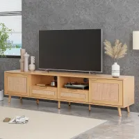 Elvire Rattan Media Console for 85'' TVs, Modern Farmhouse TV Stand