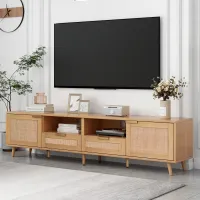 Elvire Rattan Media Console for 85'' TVs, Modern Farmhouse TV Stand